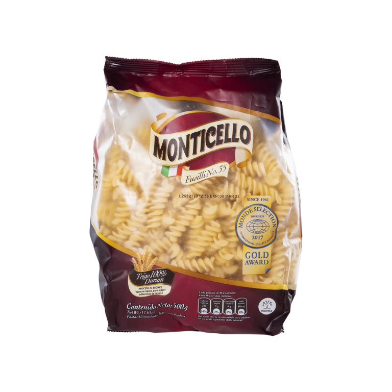 Fusilli No. 35 Monticello (500g) - Productos Alimenticios Doria S.A.S