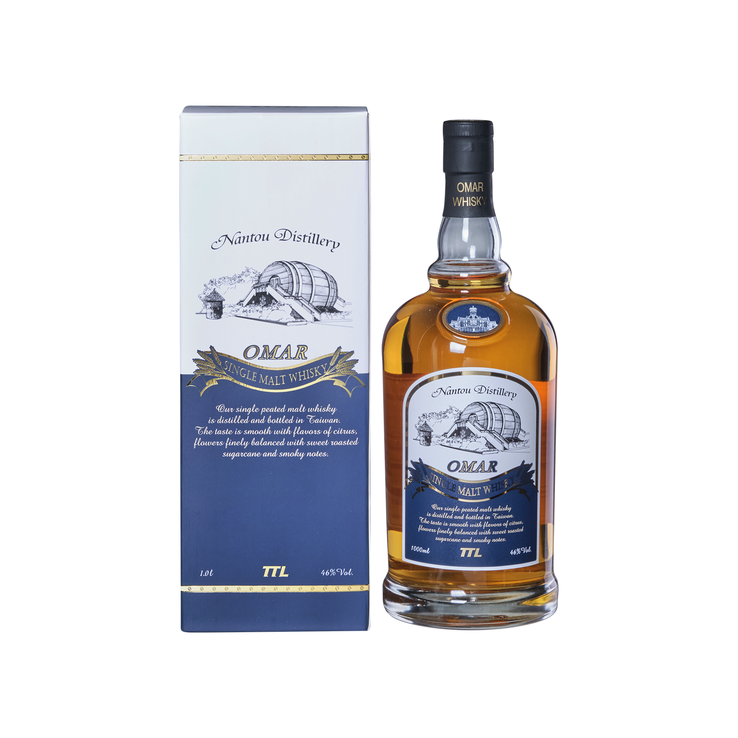 Omar Single Malt Peated Whisky (Duty-Free) - Grand Gold