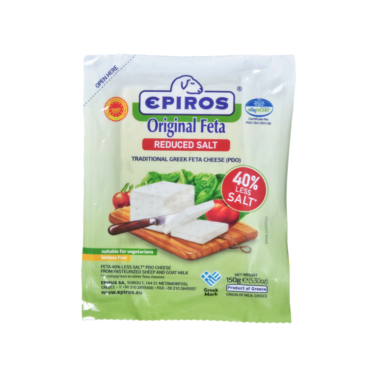 Epiros Original Feta (PDO) Cheese -40% Reduced Salt - Epirus SA Dairy Products