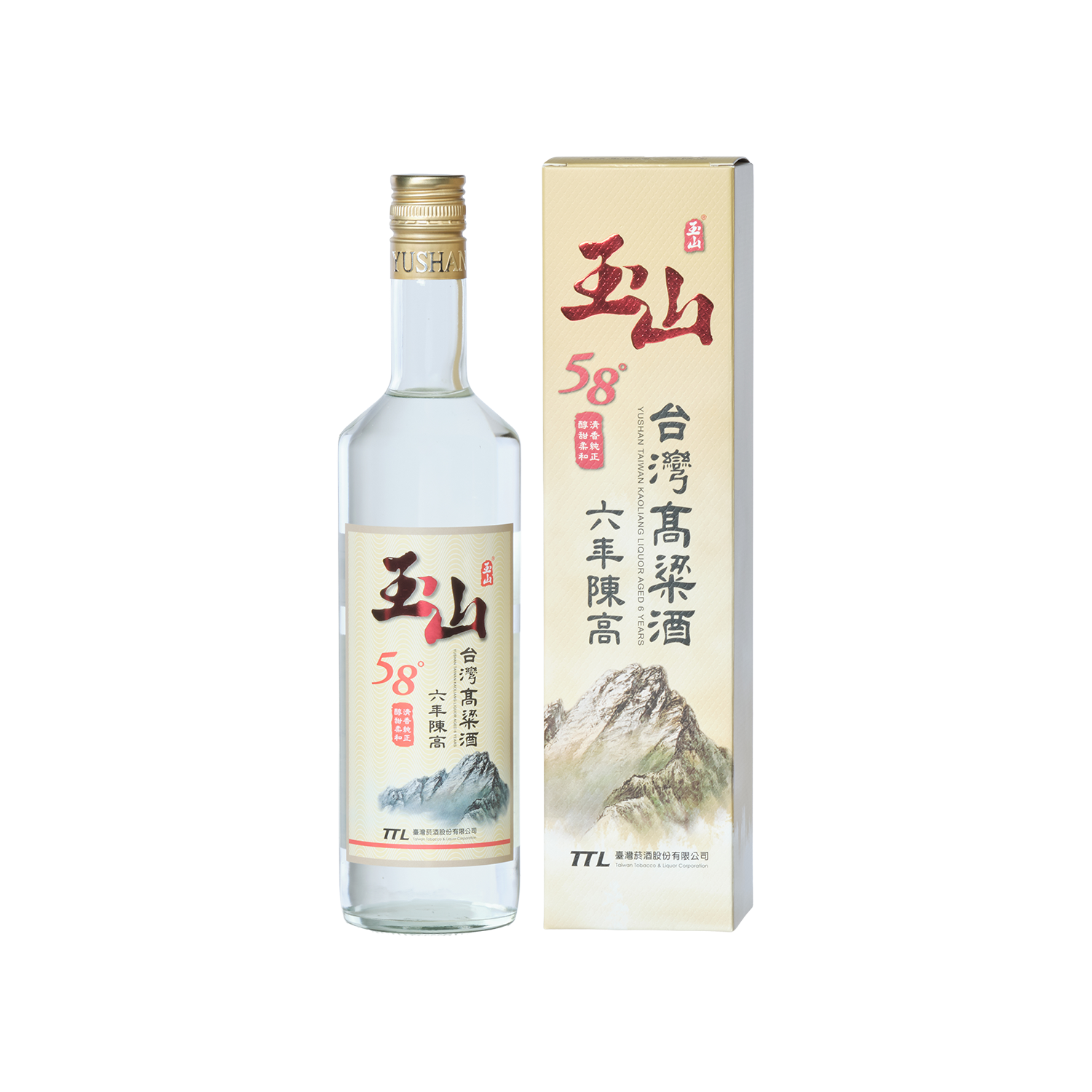 Yu-tan(感謝)/4 Yushan Taiwan Kaoliang Liquor Aged 6 Years (58%) - Gold Quality